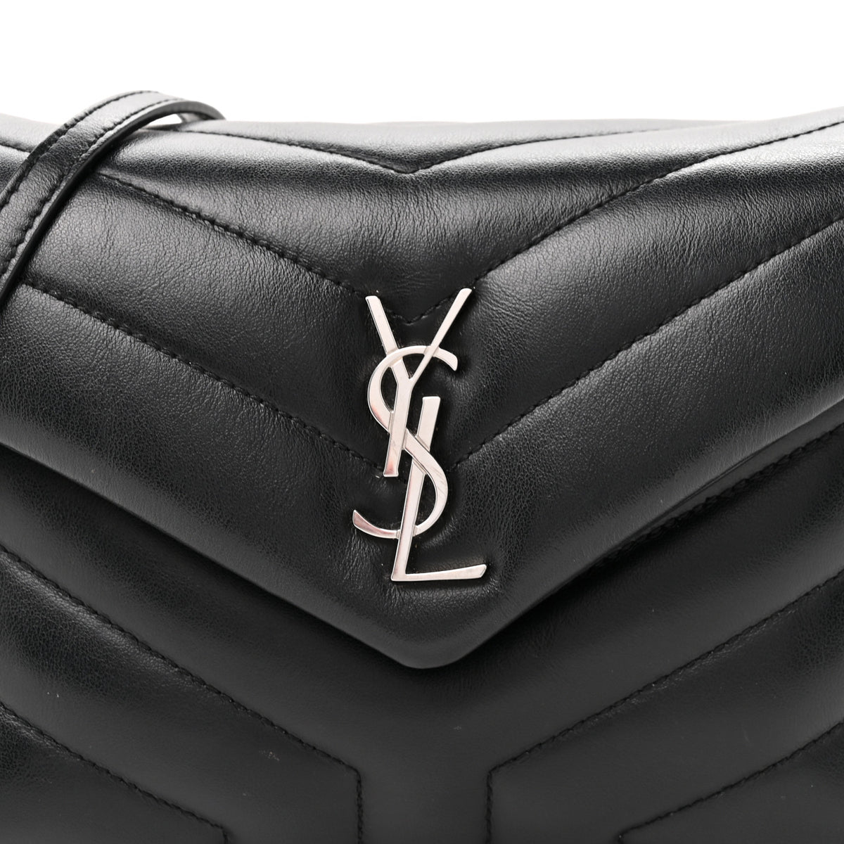 Calfskin Y Quilted Monogram Toy Loulou Crossbody Bag Black