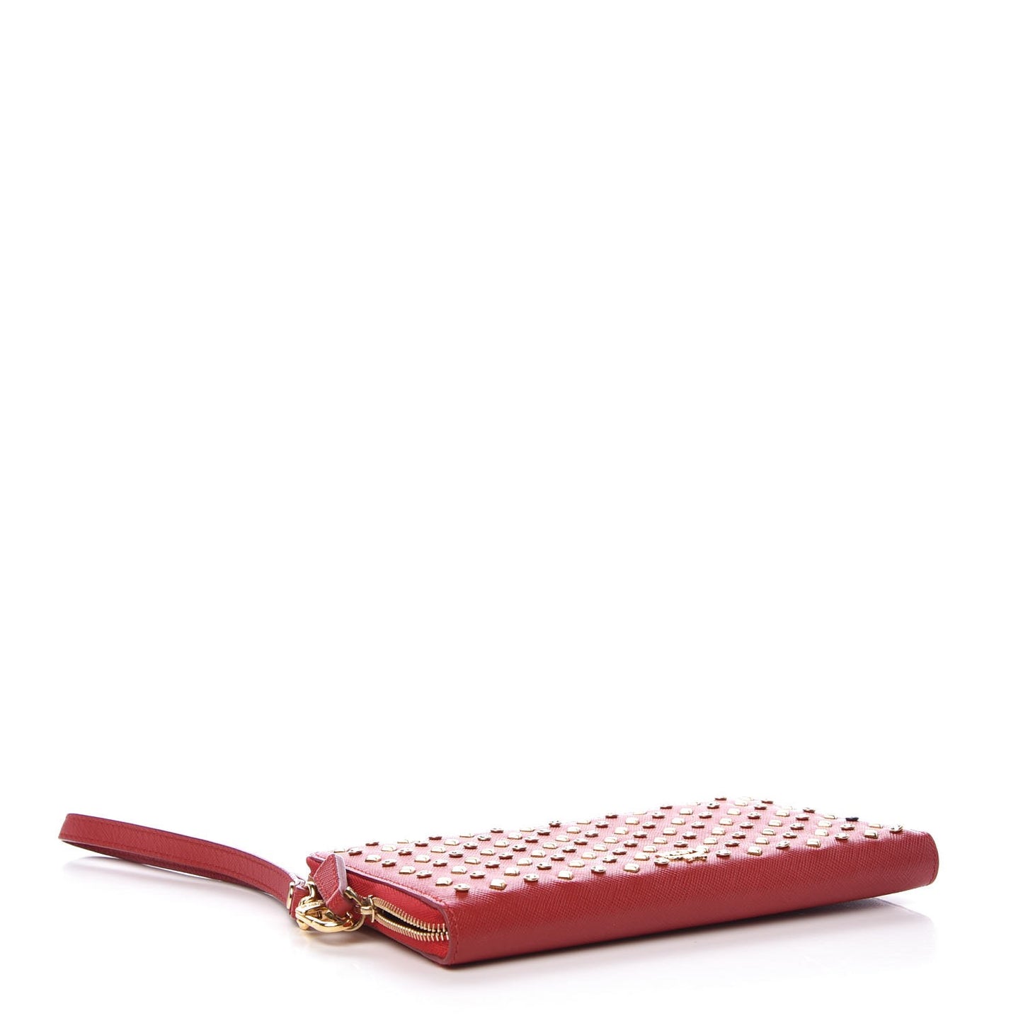 Saffiano Studded Zip Wallet Red