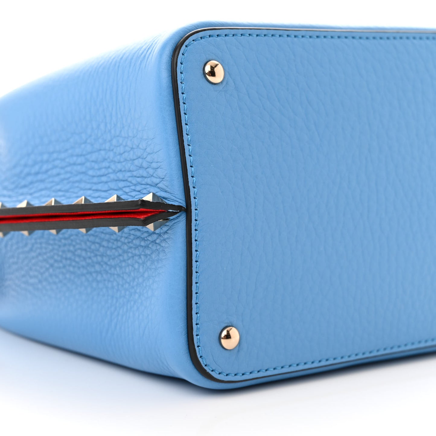 Pebbled Calfskin Small Rockstud Crossbody Tote Denim