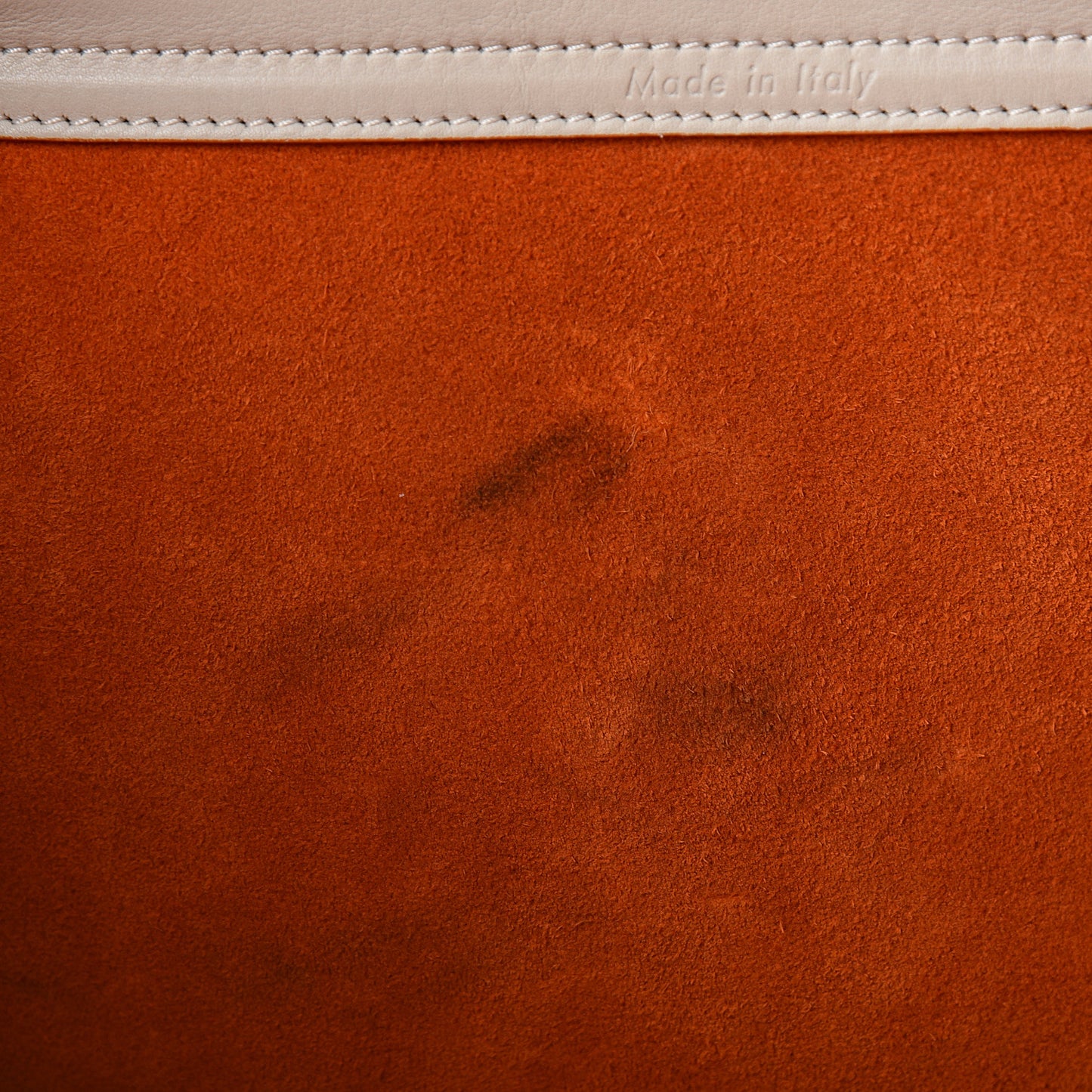 Smooth Calfskin Medium Phantom Luggage Chalk Orange Trim