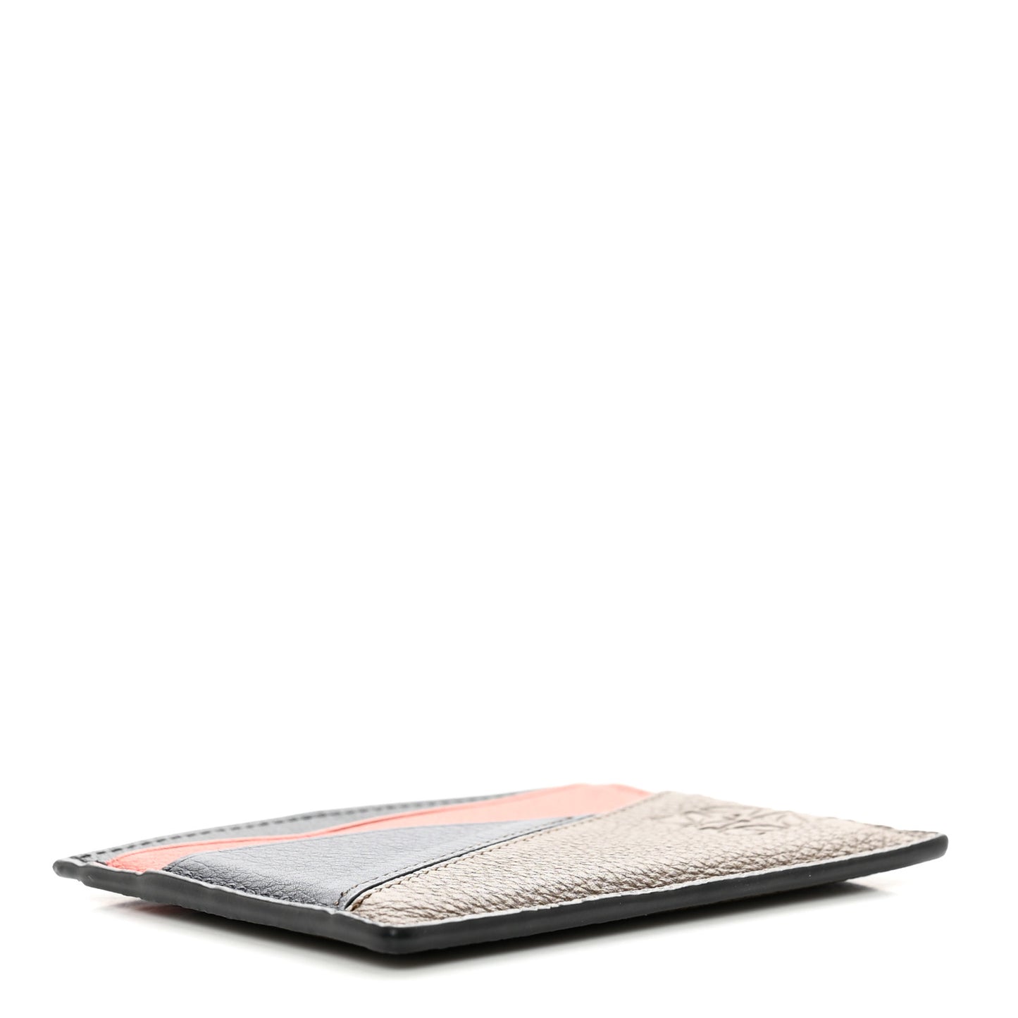 Calfskin Puzzle Colorblock Card Holder Black Mulitcolor