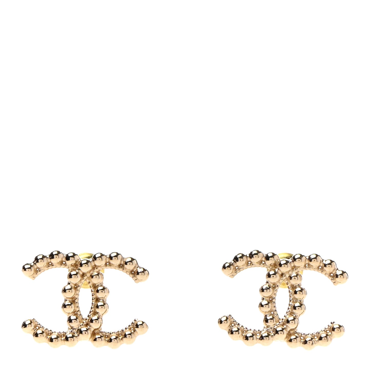 Metal Bead CC Earrings Gold