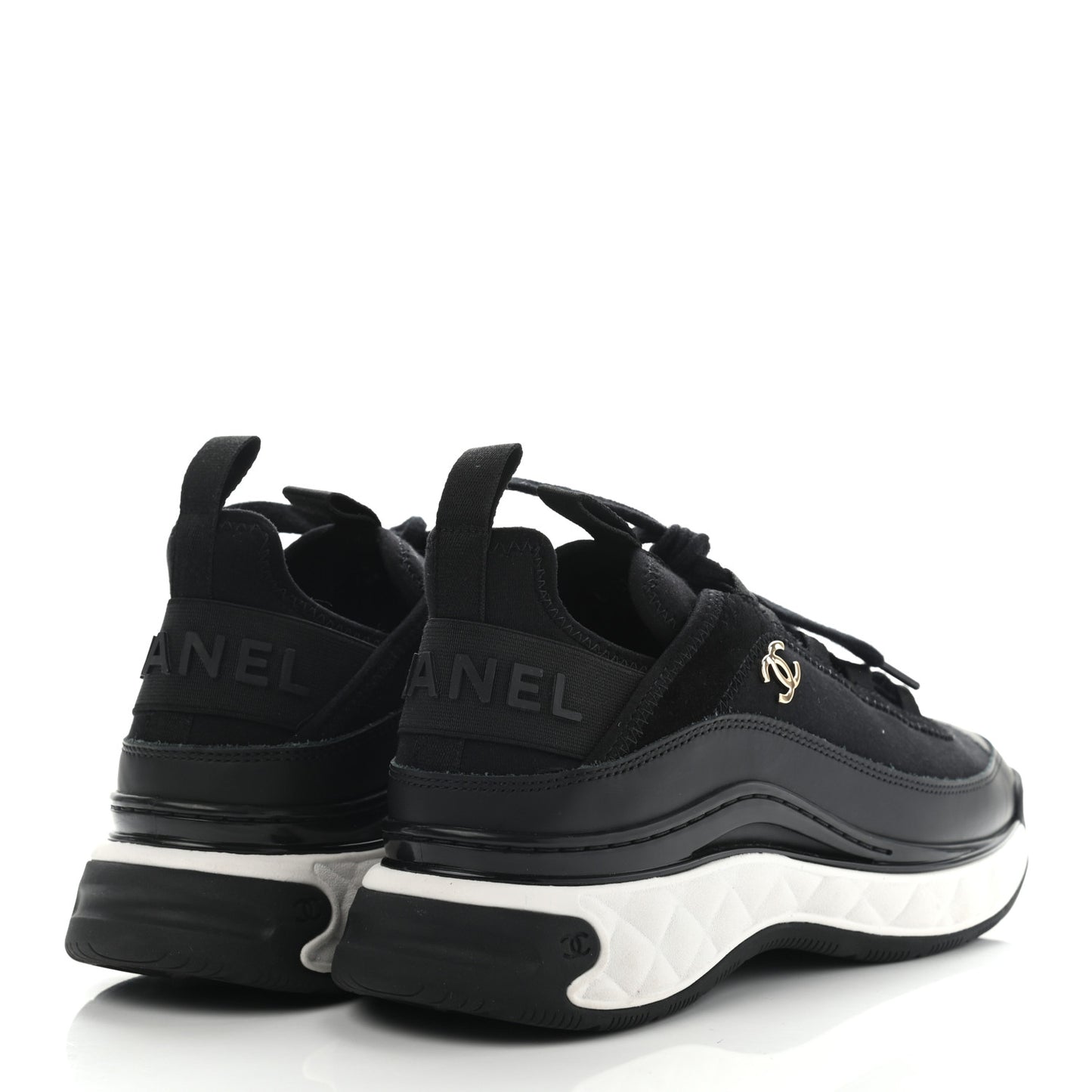 Velvet Calfskin Mixed Fibers CC Sneakers 36.5 Black