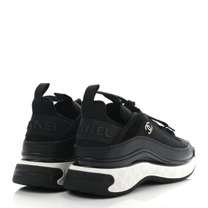 Chanel Velvet Calfskin Mixed Fibers CC Sneakers 36.5 Black 4 of 8