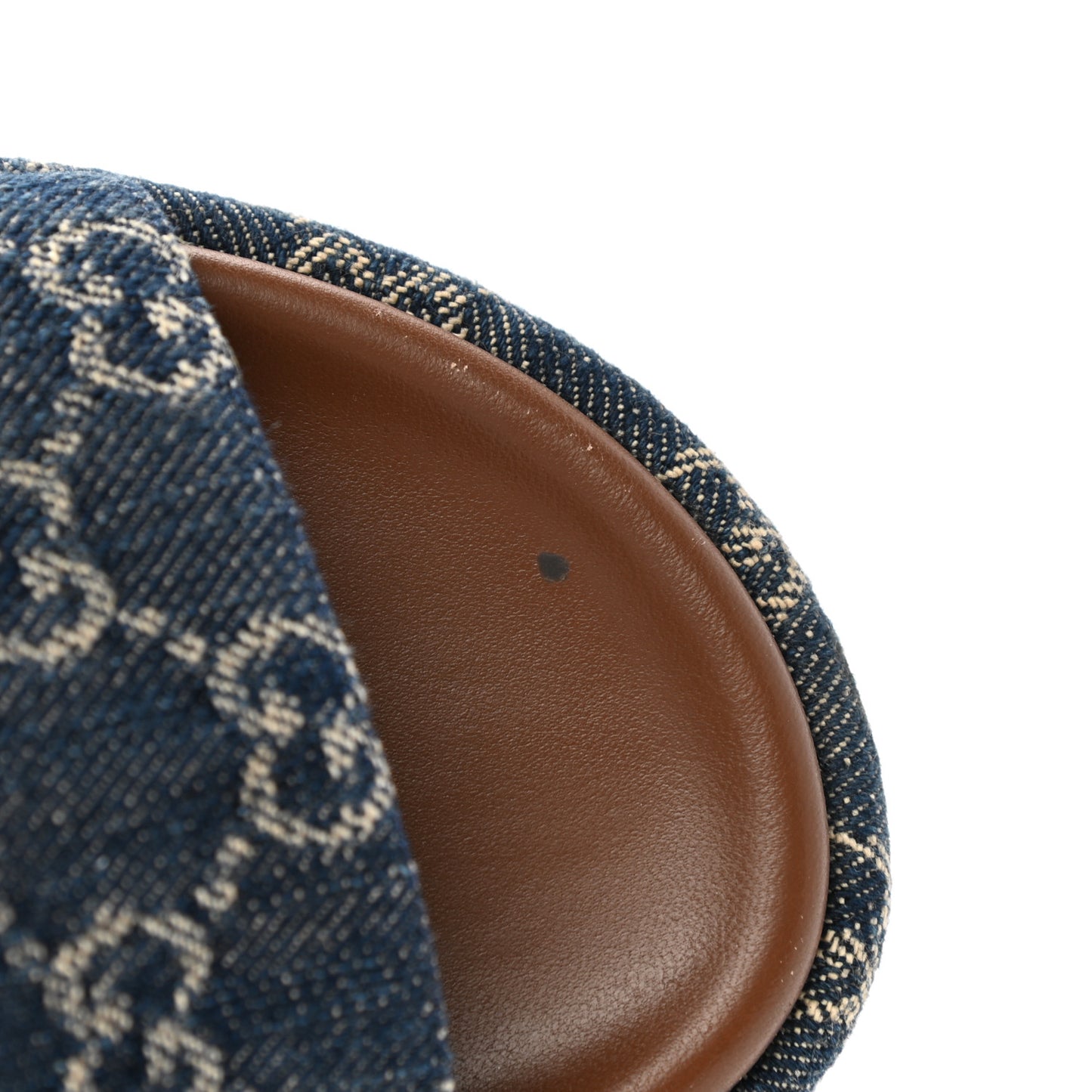 New Denim GG Monogram Angelina Platform 55mm Slide Sandals 37.5 Blue Tea