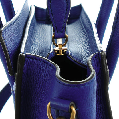 Celine Drummed Calfskin Nano Luggage Indigo 5 of 8