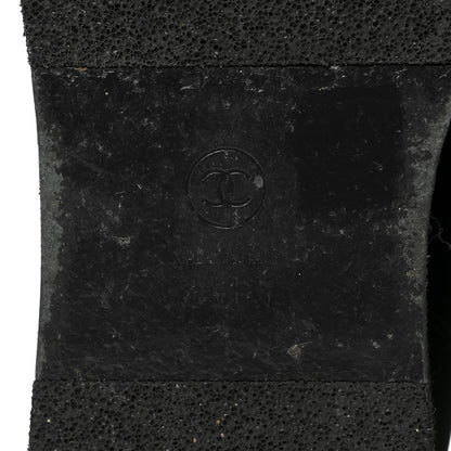 Chanel Velvet Chain Lace Up CC Short Boots 41 Black 7 of 10