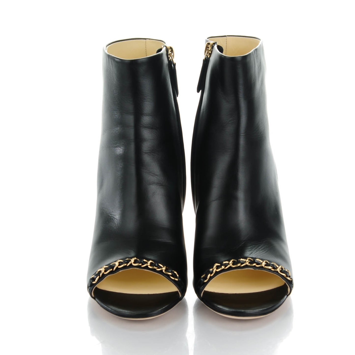 Lambskin CC Chain Short Boots 39 Black