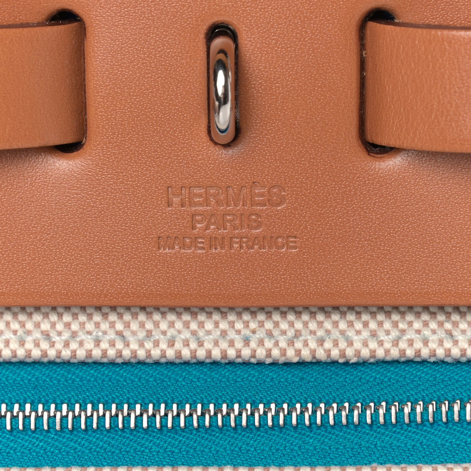 Hermes Vache Hunter Toile Herbag Zip 31 PM Bleu Natural 6 of 11