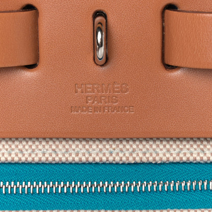 Hermes Vache Hunter Toile Herbag Zip 31 PM Bleu Natural 6 of 11