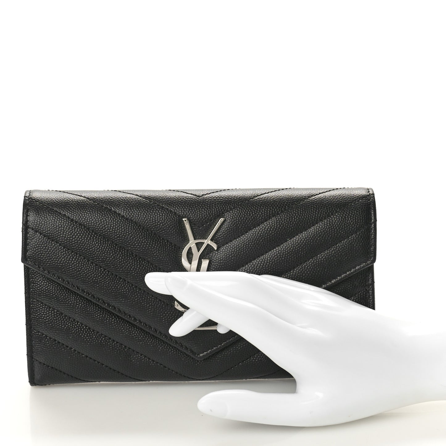 Grain De Poudre Matelasse Chevron Monogram Flap Wallet Black