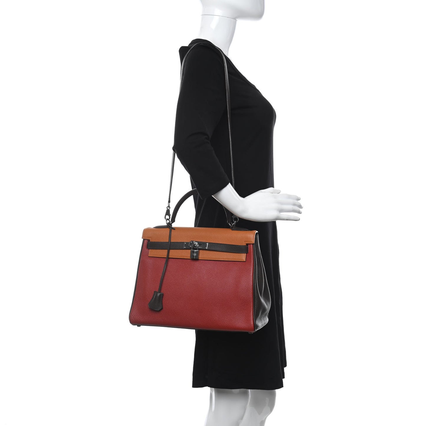 Togo Tri-Color Kelly Retourne 32 Vermillion Orange Ebene