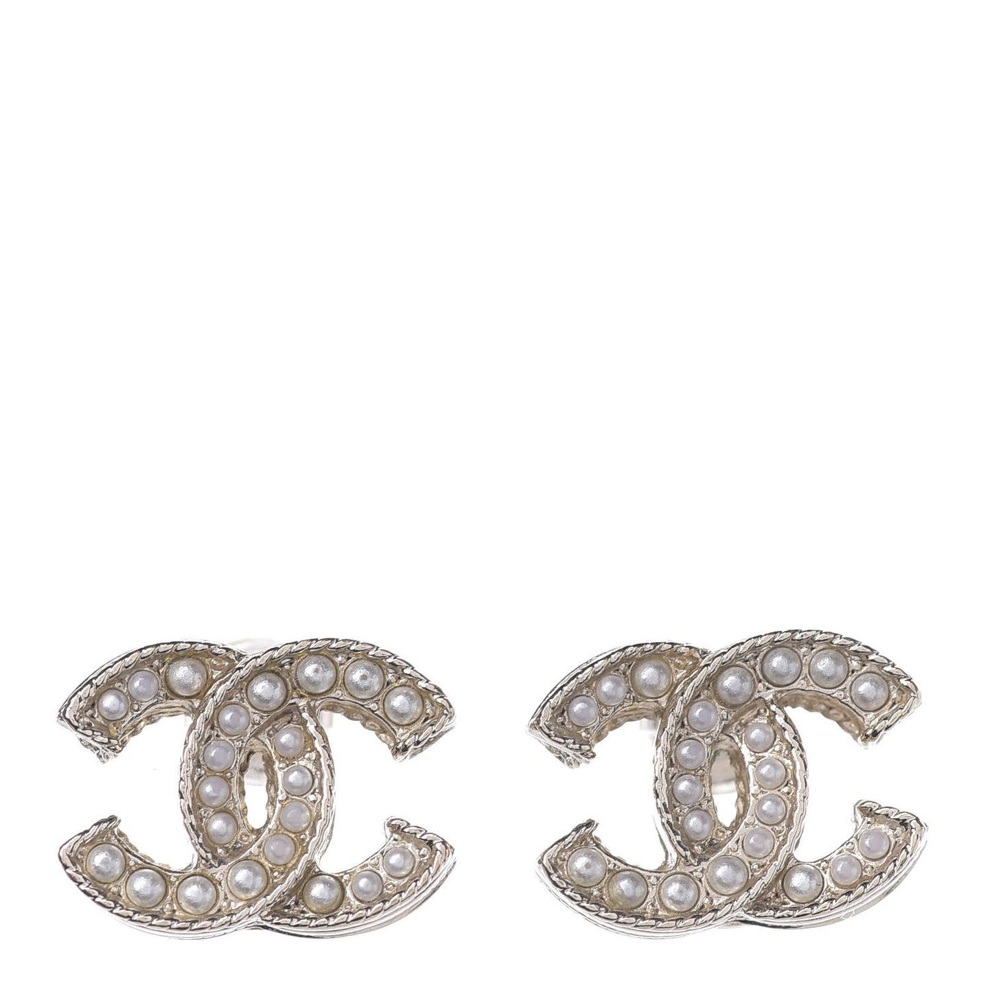 Crystal Pearl CC Earrings Gold