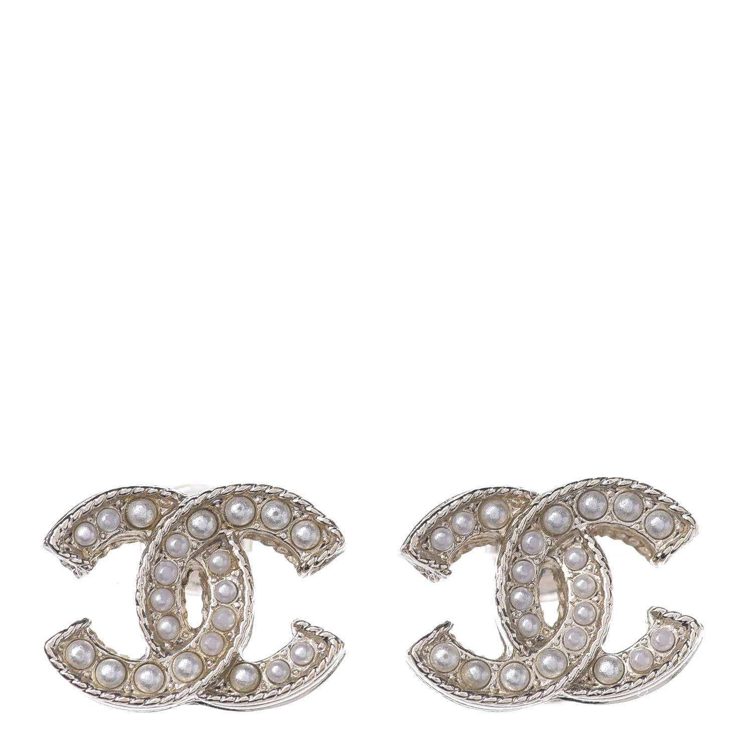 Chanel Crystal Pearl CC Earrings Gold 1 of 3