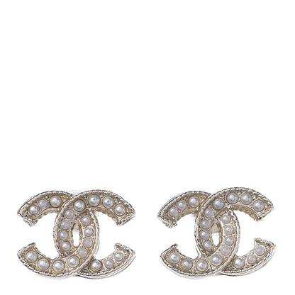 Chanel Crystal Pearl CC Earrings Gold 1 of 3