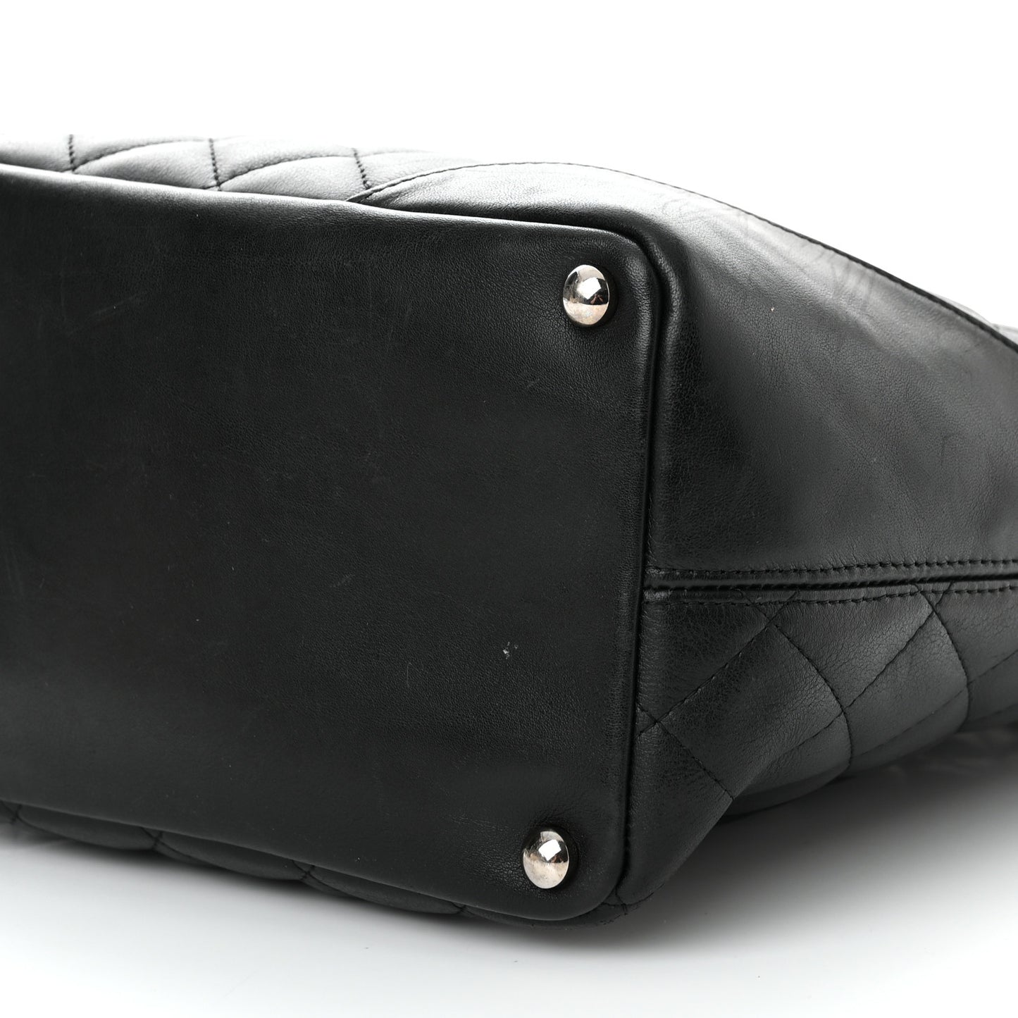 Calfskin Quilted Medium Cambon Tote Black