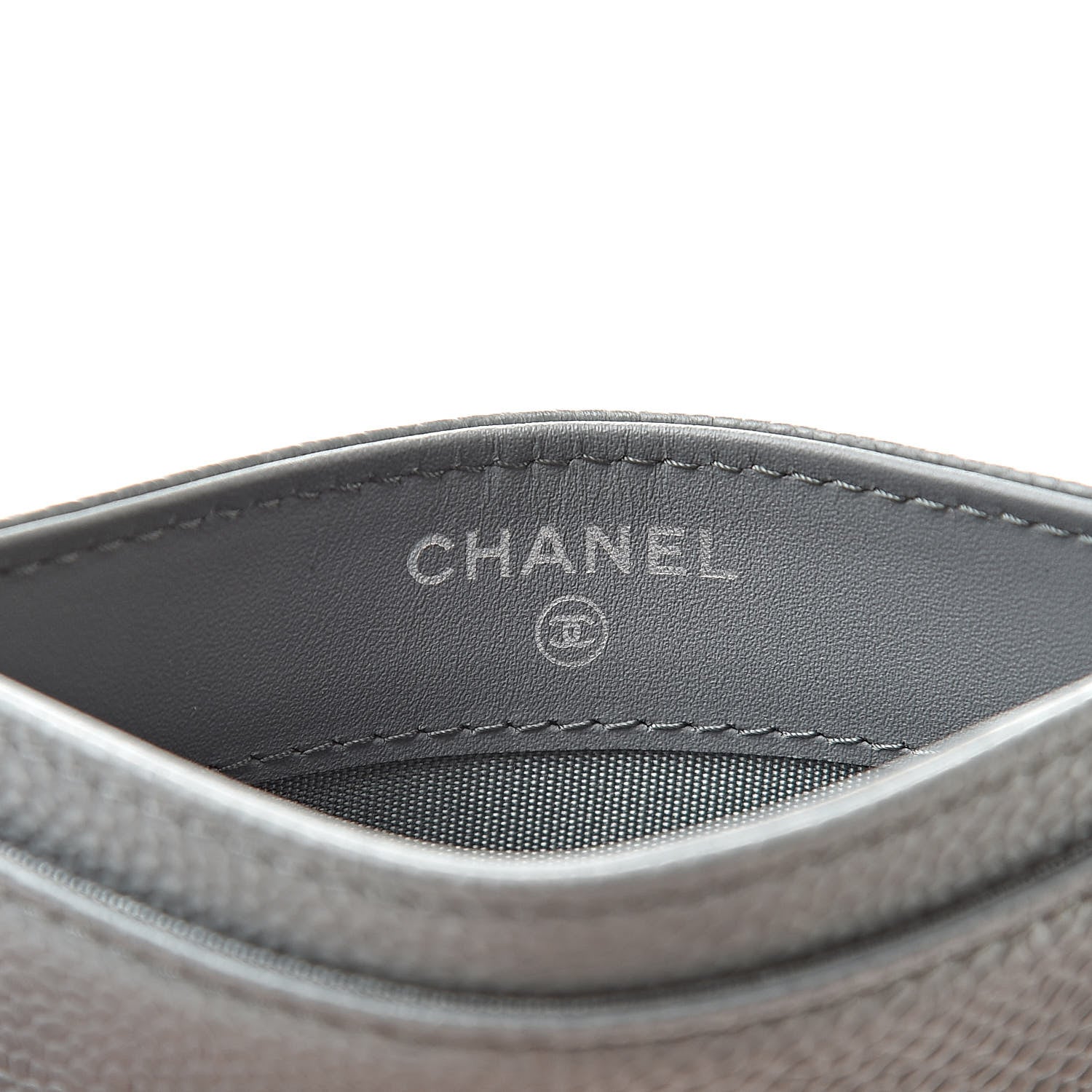 Chanel Caviar Timeless CC Card Holder Wallet Grey 6 of 10