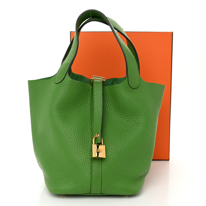 Hermes Taurillon Clemence Picotin Lock 18 PM Vert Yucca 11 of 11