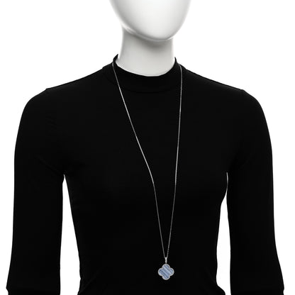 Van Cleef & Arpels 18K White Gold Chalcedony Magic Alhambra Pendant Long Necklace 2 of 5