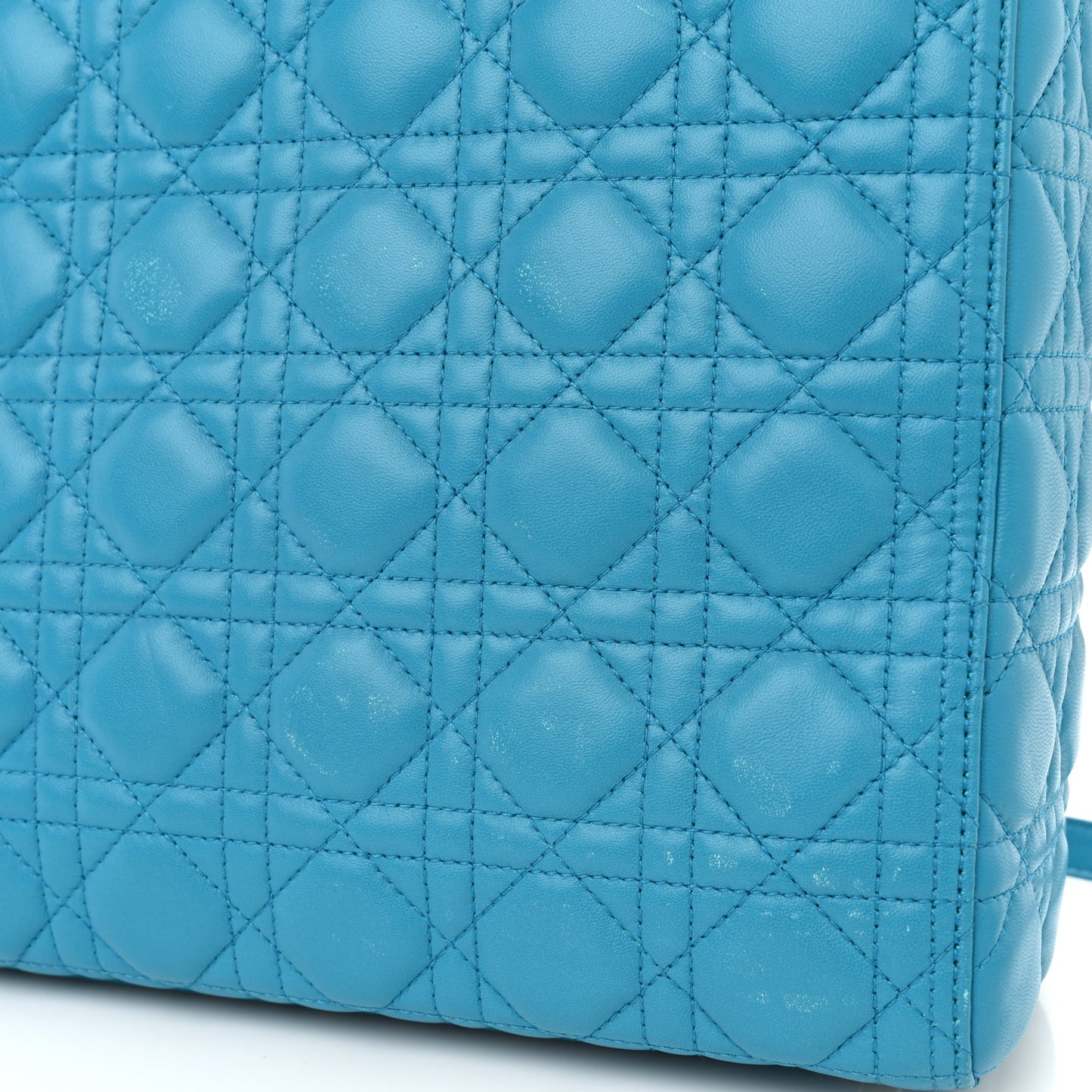 Lambskin Cannage Large Lady Dior Turquoise