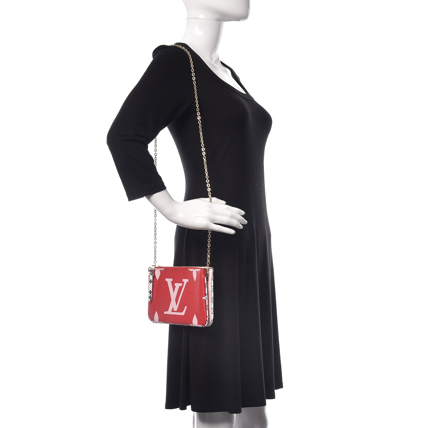 Monogram Giant Double Zip Pochette Rouge