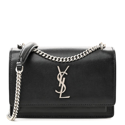 Saint Laurent Calfskin Monogram Sunset Chain Wallet Black 1 of 10