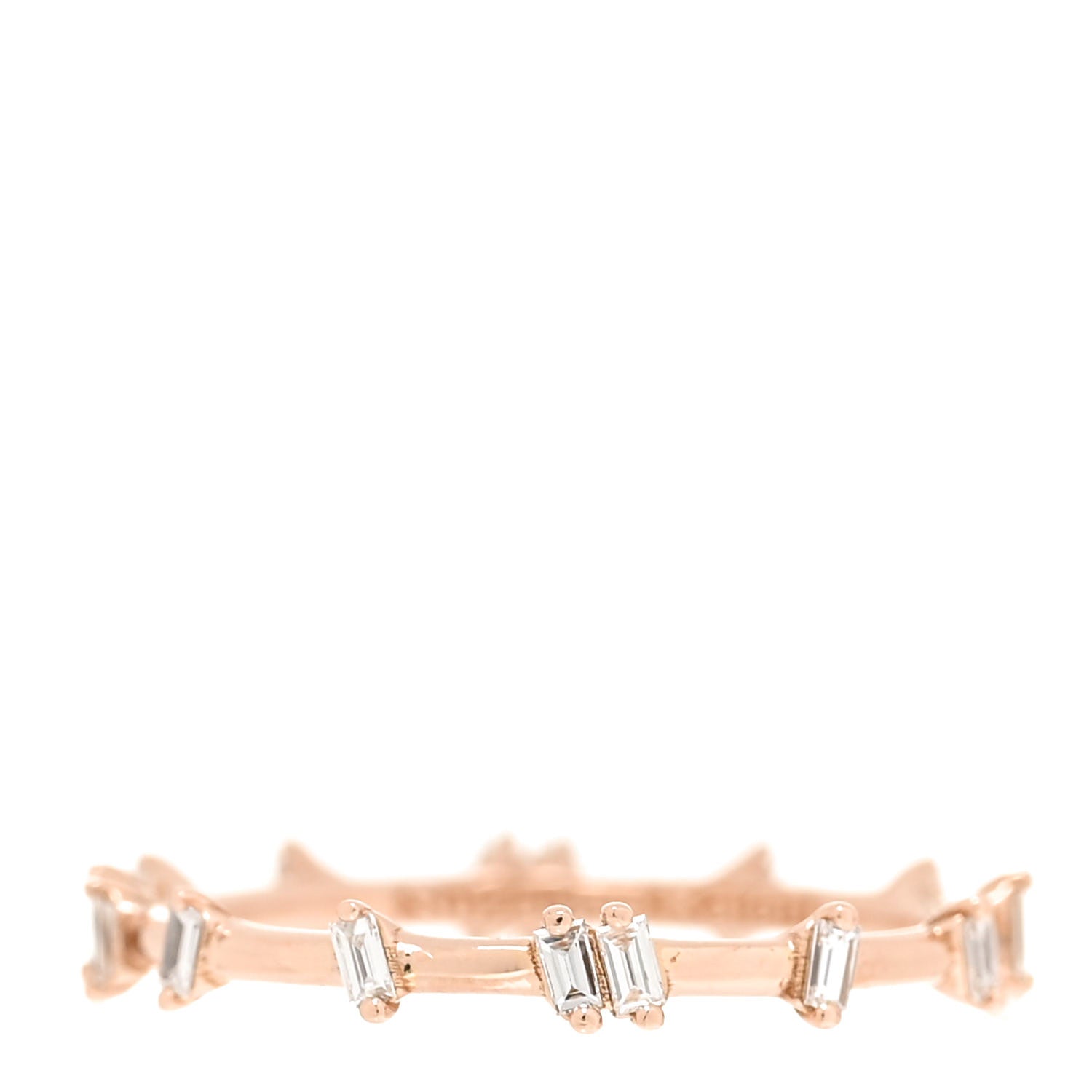 Suzanne Kalan 18K Rose Gold Diamond Barbwire Band Ring 52 6 1 of 6