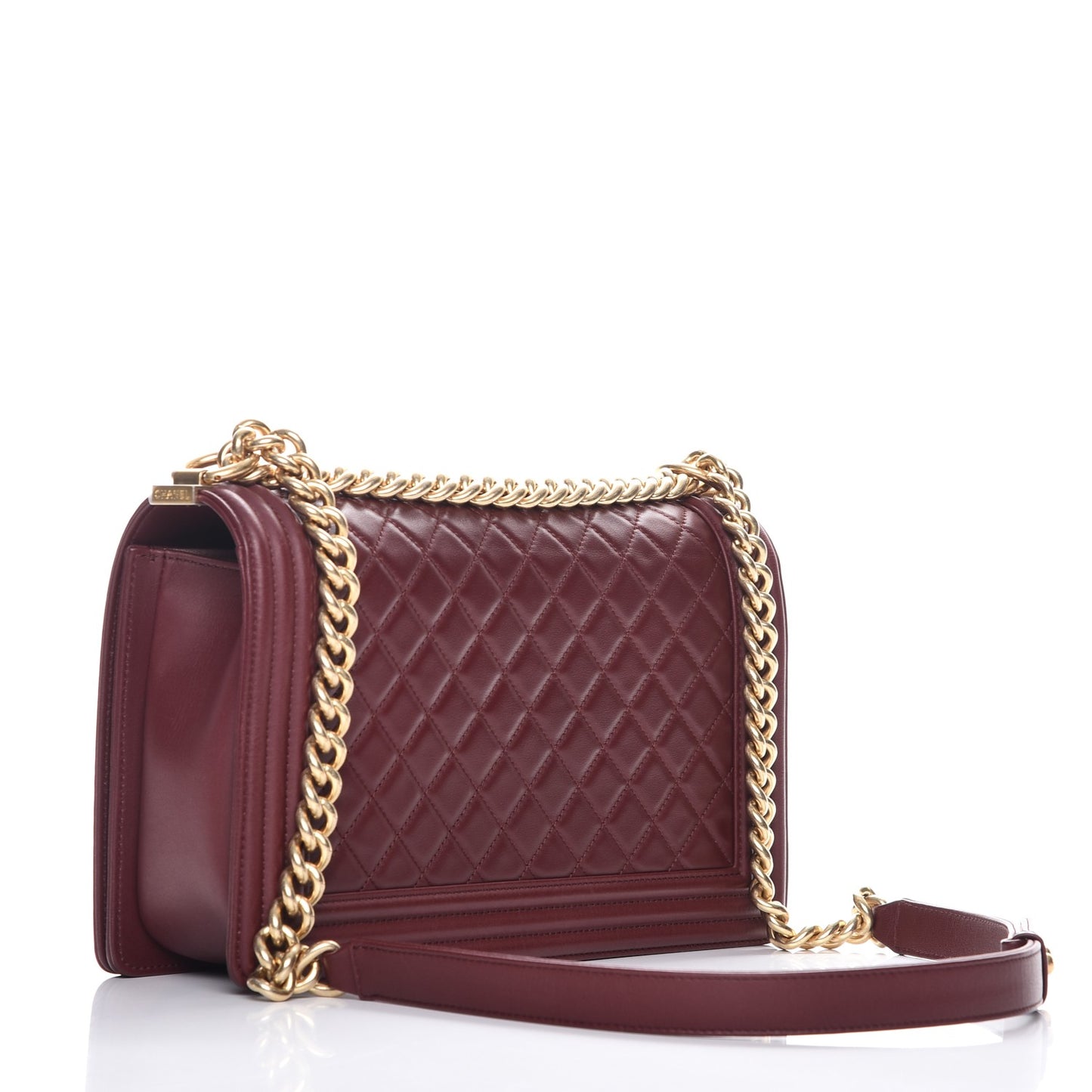 Lambskin Quilted New Medium Boy Flap Dark Red