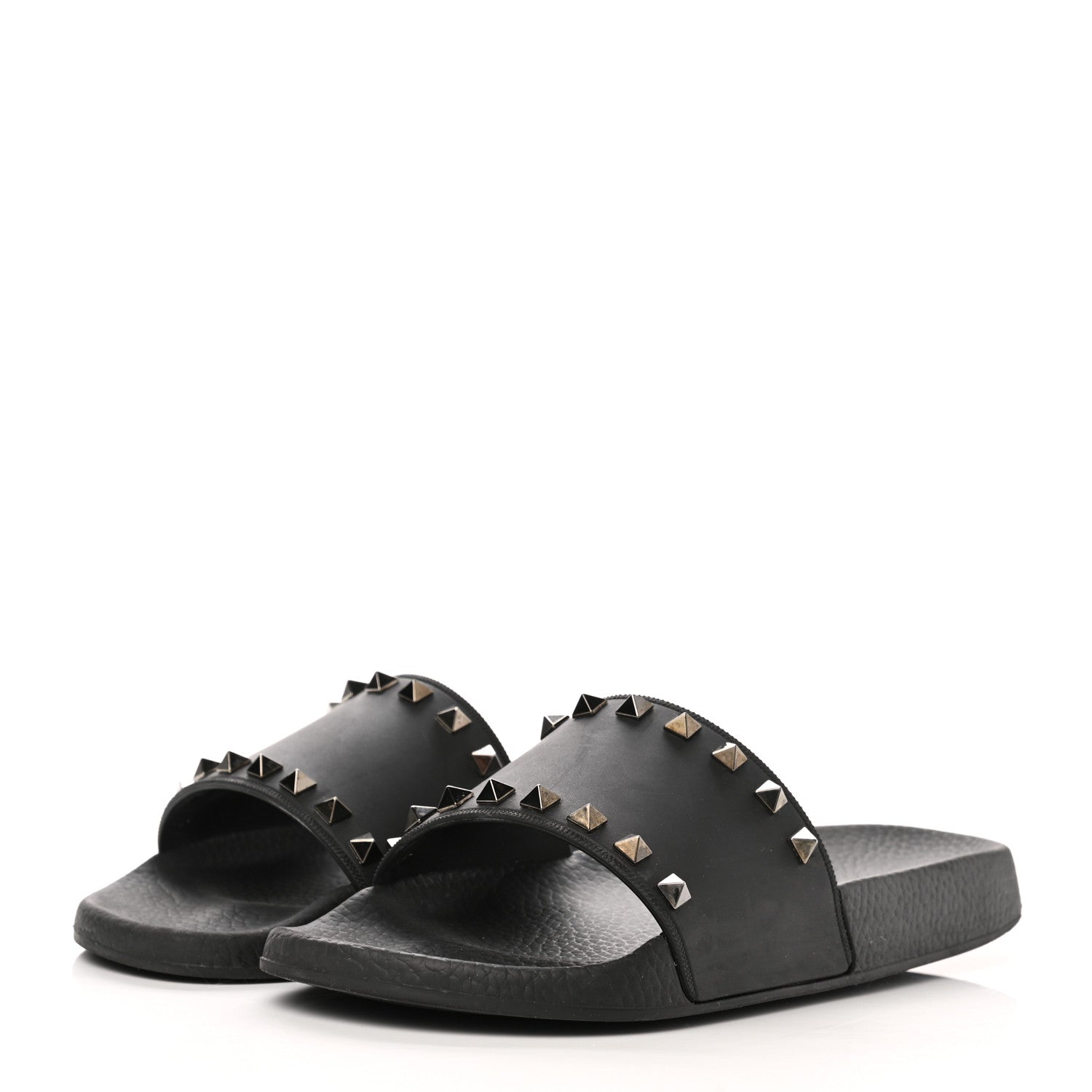 Valentino Garavani Rubber Rockstud Slide Sandals 39 Black 3 of 8