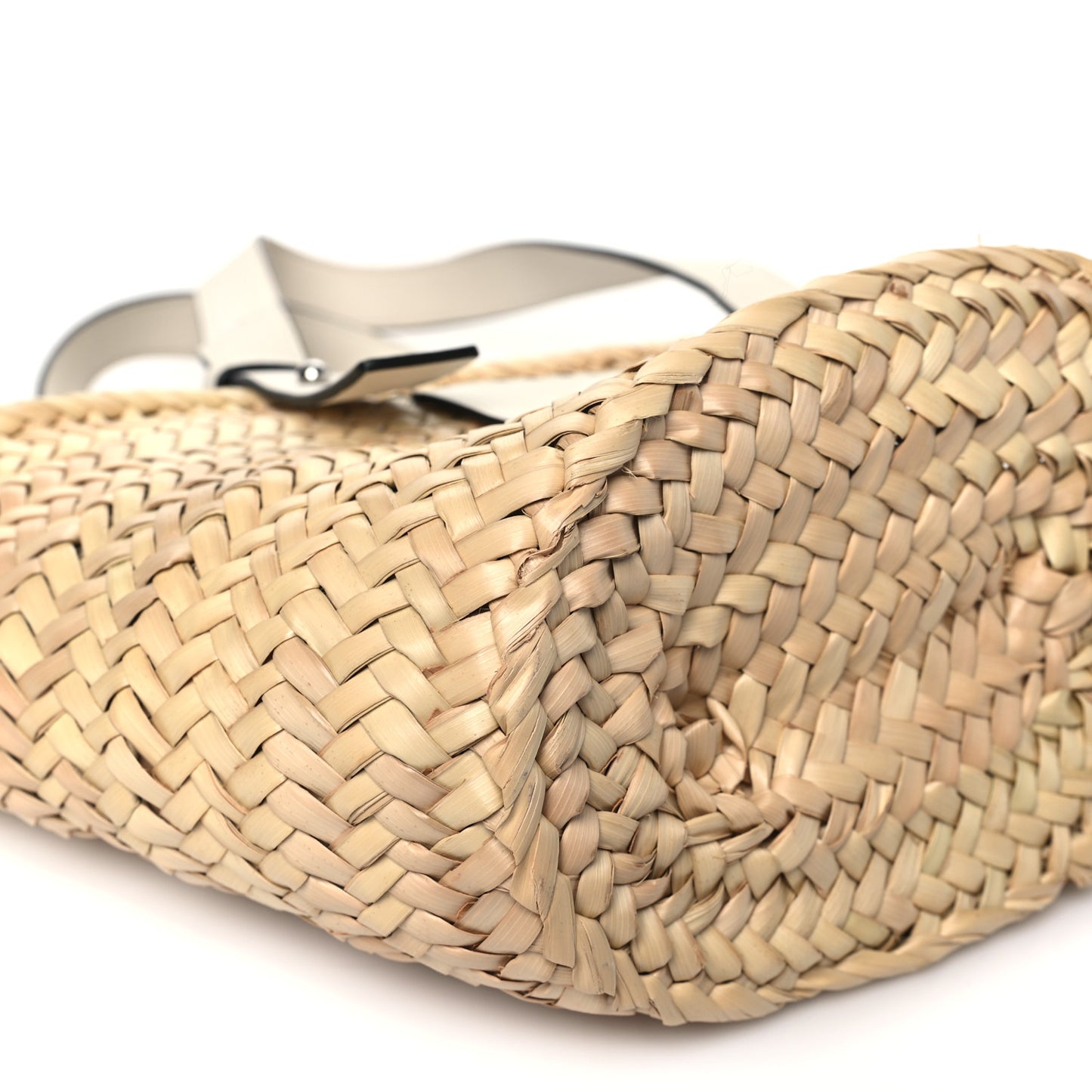 Raffia Small Basket Tote Bag Natural White