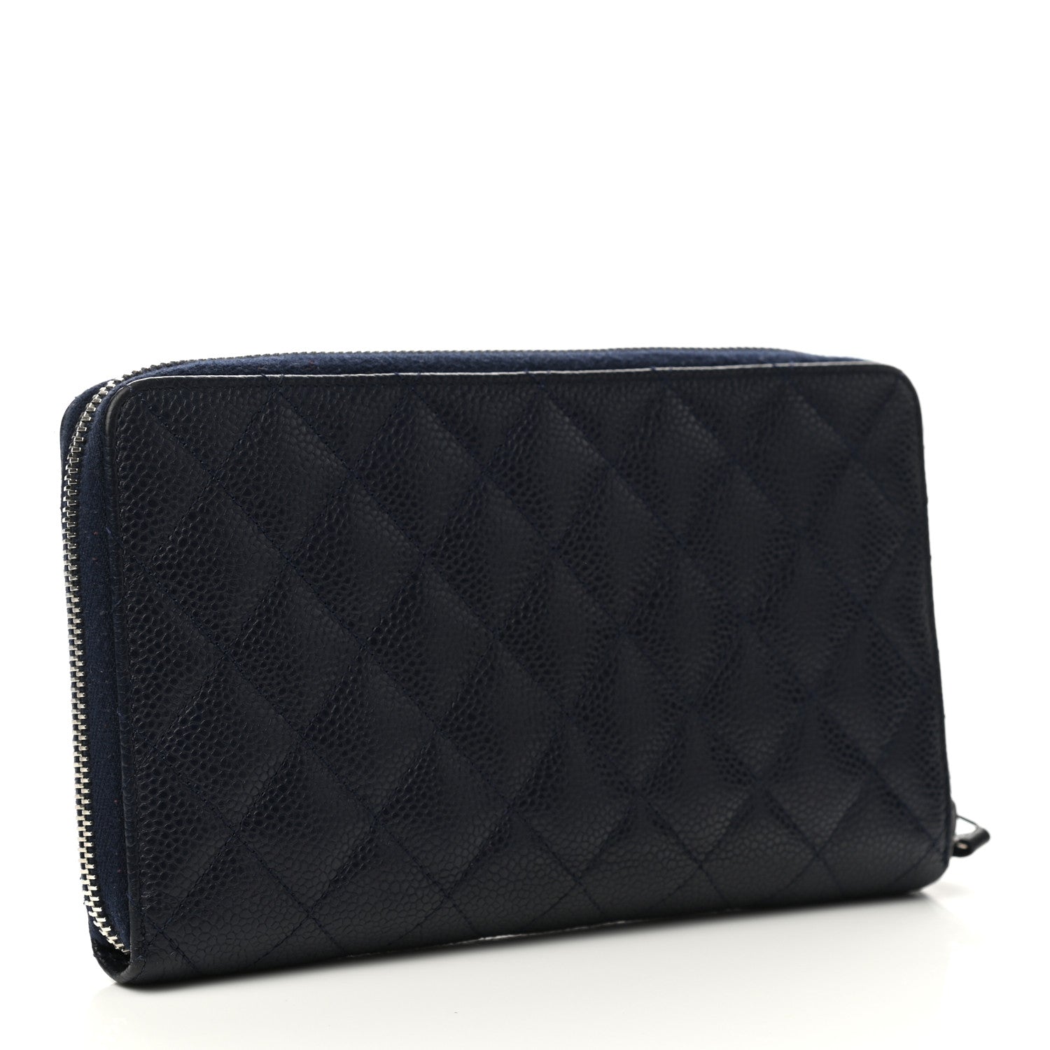 Chanel Caviar Quilted Large Zip Around Organizer Wallet Navy 3 of 12