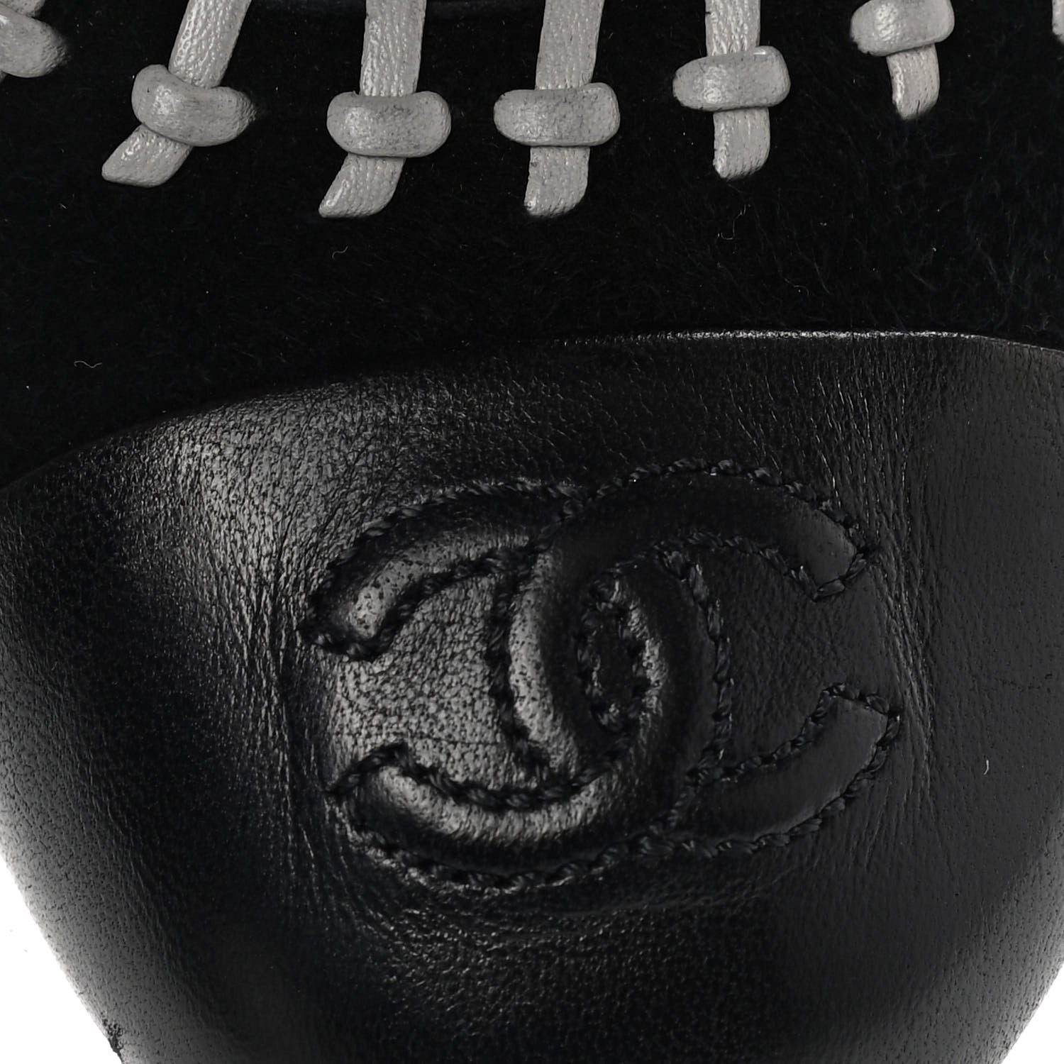 Chanel Suede Lambskin Short Boots 37.5 Black White 9 of 10