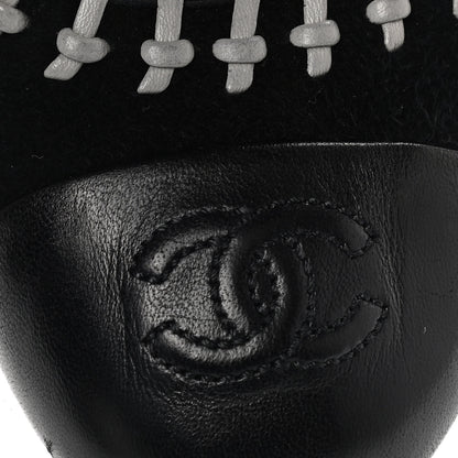 Chanel Suede Lambskin Short Boots 37.5 Black White 9 of 10