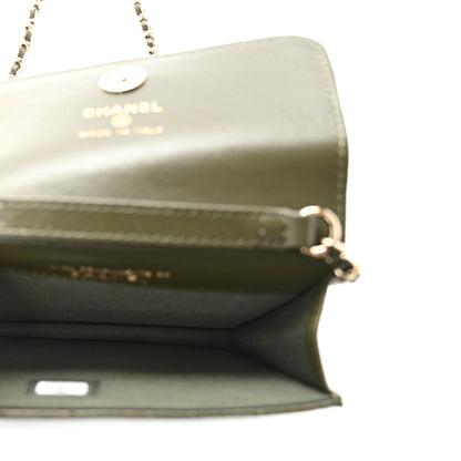 Chanel Lambskin Quilted Clutch With Chain Green 5 of 11
