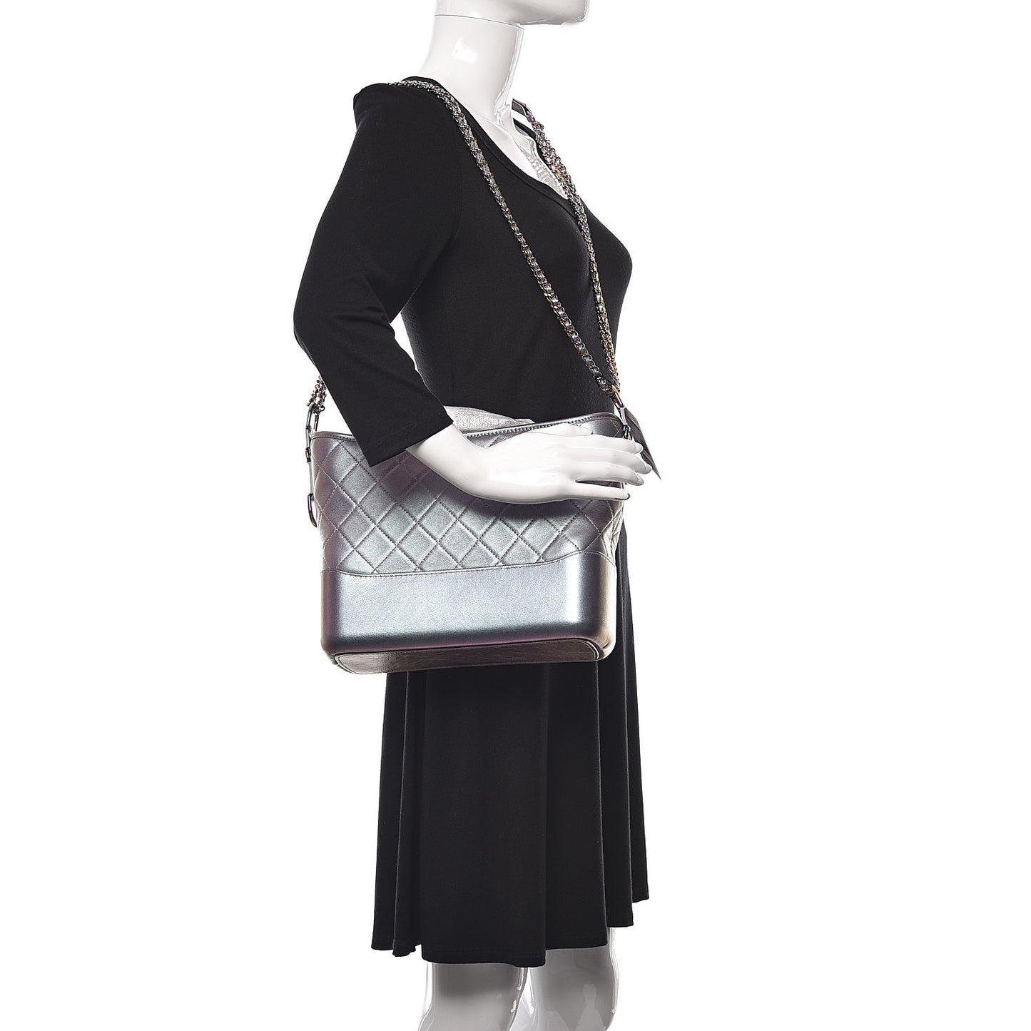Iridescent Lambskin Calfskin Quilted Medium Gabrielle Hobo Light Purple