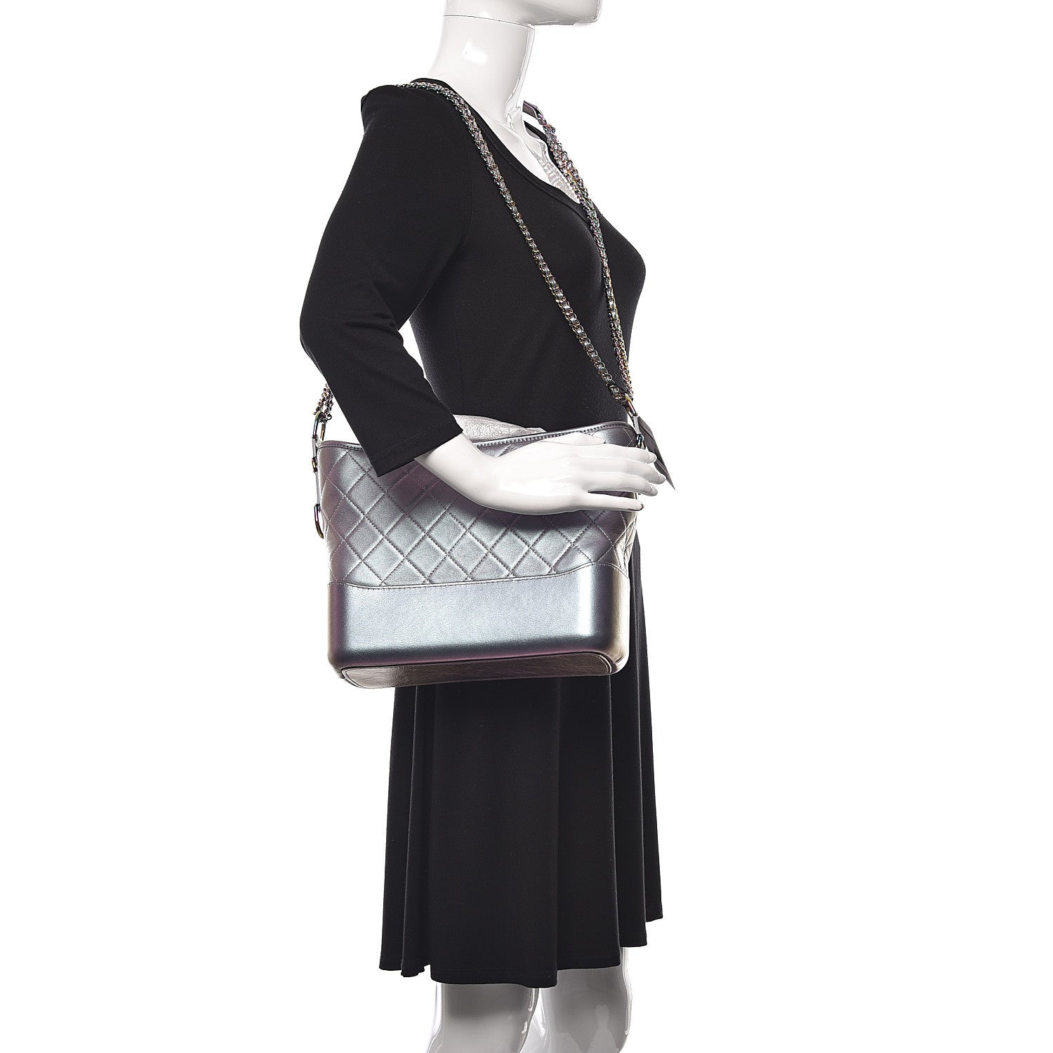 Chanel Iridescent Lambskin Calfskin Quilted Medium Gabrielle Hobo Light Purple 3 of 13
