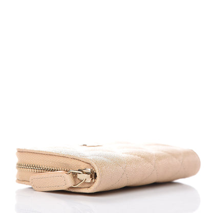 Chanel Iridescent Caviar Quilted Zip Around Coin Purse Beige 4 of 8