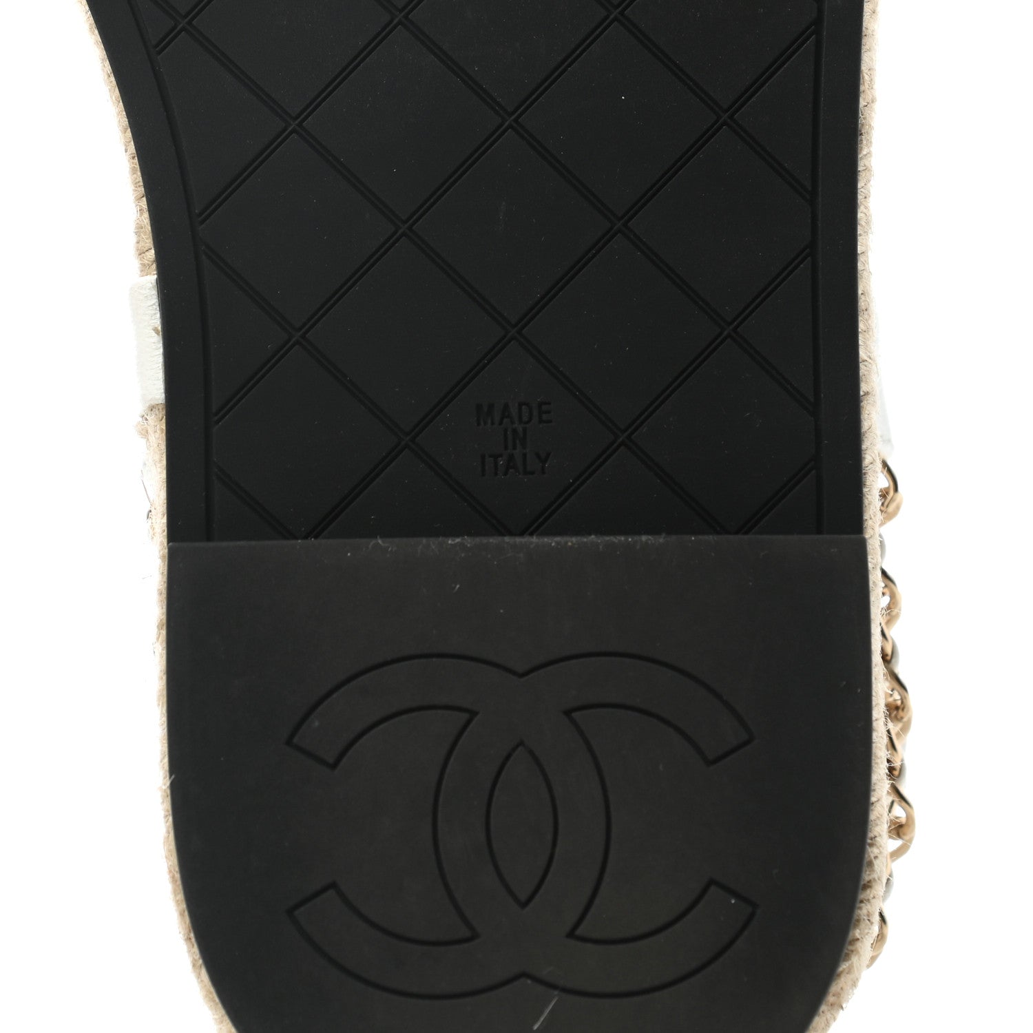 Chanel Lambskin Chain CC Thong Espadrille Sandals 36 White 5 of 6