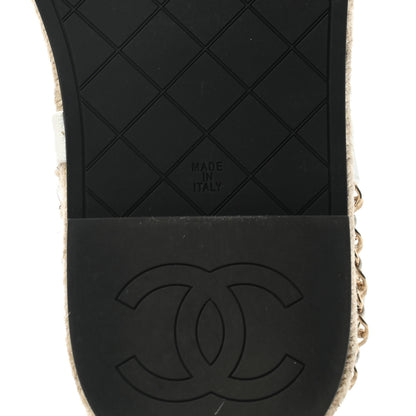 Chanel Lambskin Chain CC Thong Espadrille Sandals 36 White 5 of 6