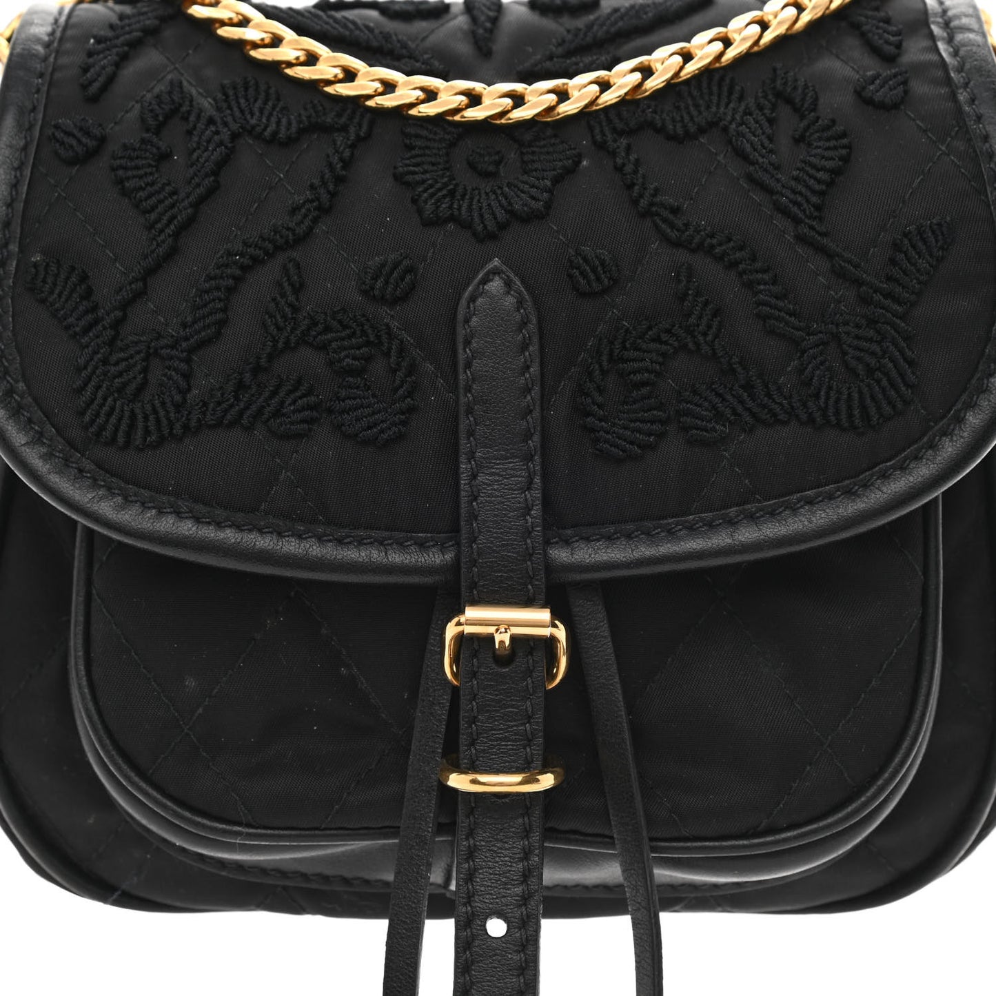 Nylon Embroided Corsaire Belt Bag Black