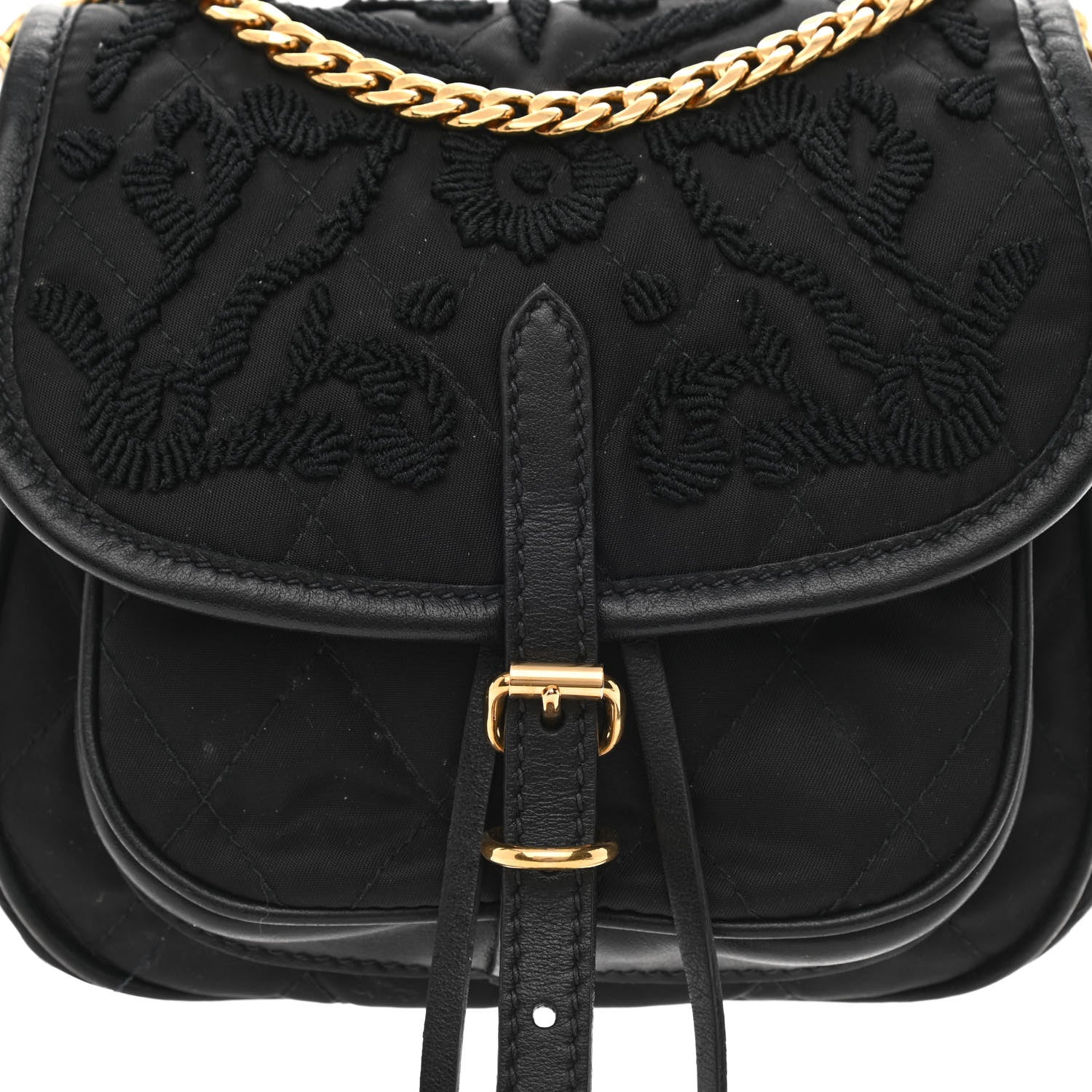 Prada Nylon Embroided Corsaire Belt Bag Black 6 of 9