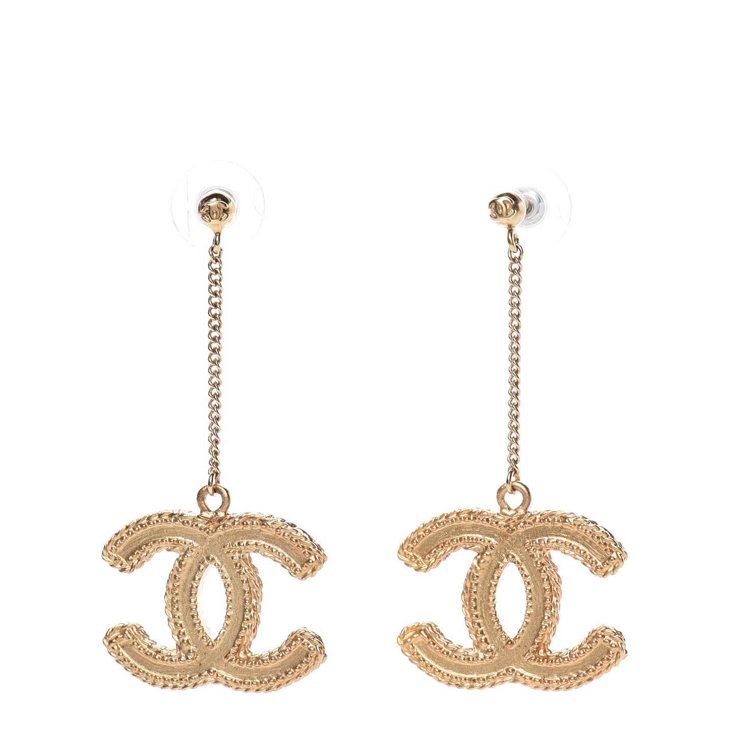 CC Drop Earrings Matte Gold