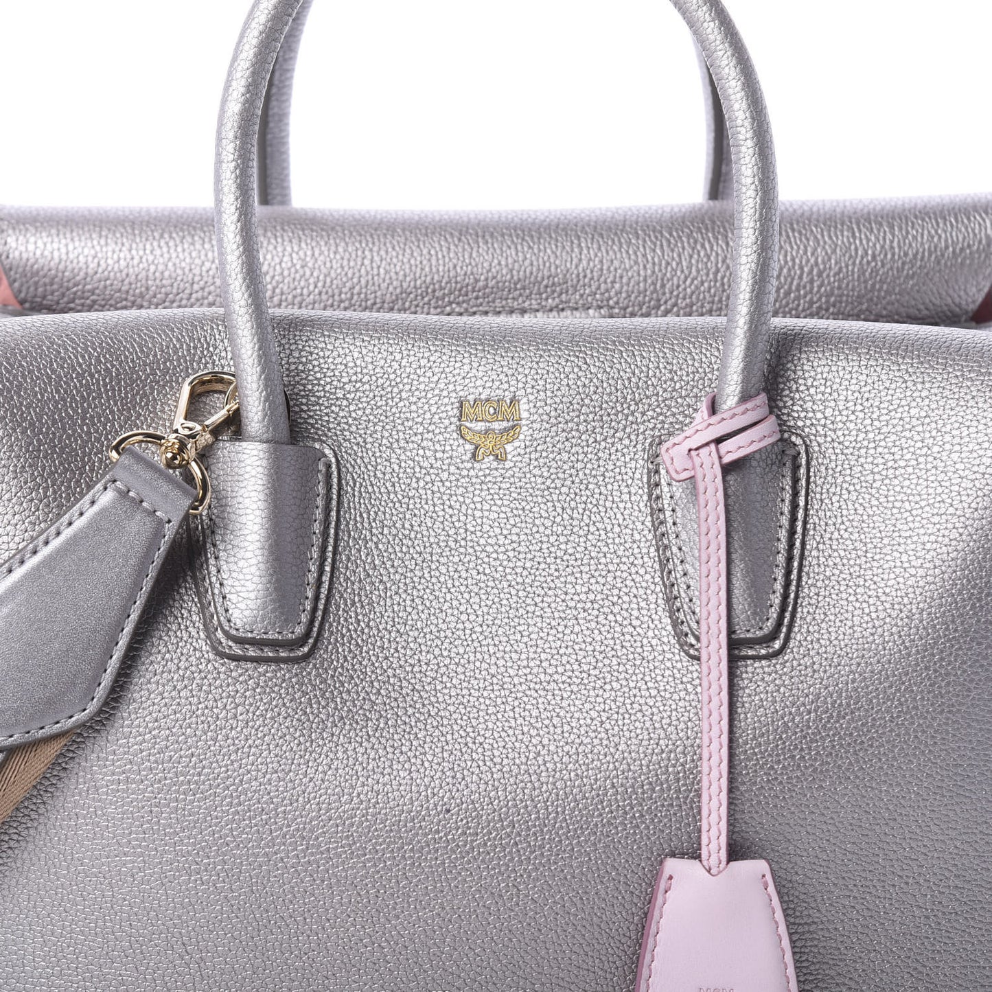 Metallic Grained Calfskin Medium Milla Tote Spike Silver