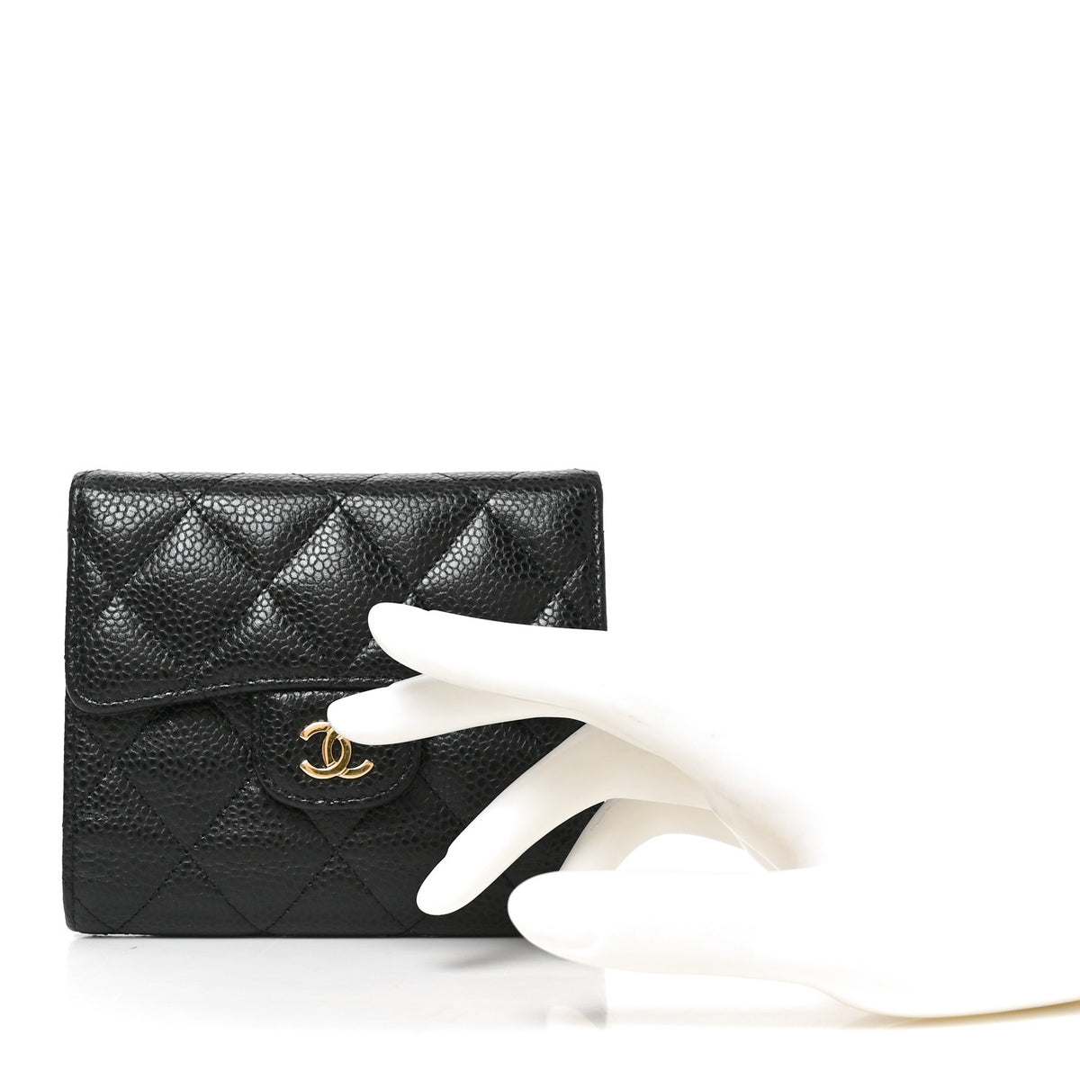 Chanel Caviar Quilted Compact Flap Wallet Black 2 of 9