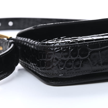 Balenciaga Shiny Calfskin Crocodile Embossed Ghost Sling Bag Black 9 of 12