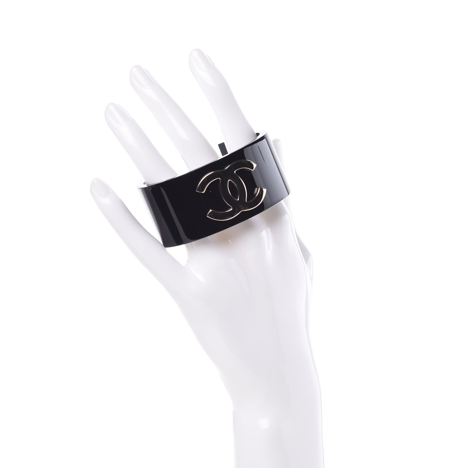 Chanel Resin CC Cuff Black 2 of 5
