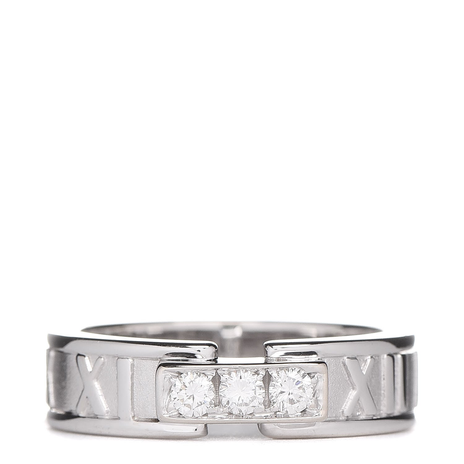 Tiffany 18K White Gold Diamond Atlas Ring 54 7 1 of 6