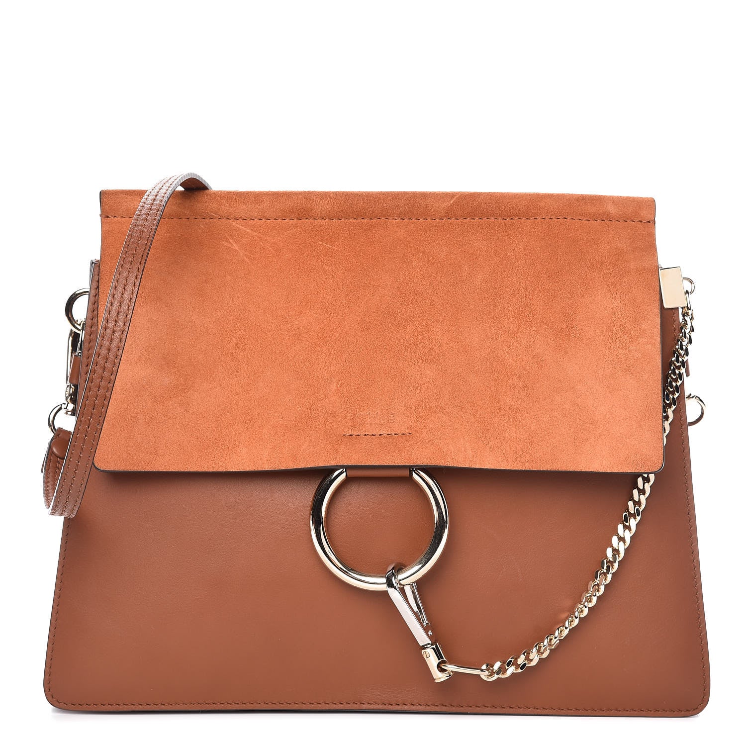 Chloe Suede Calfskin Medium Faye Shoulder Bag Tobacco 1 of 9