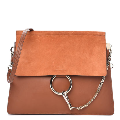 Chloe Suede Calfskin Medium Faye Shoulder Bag Tobacco 1 of 9