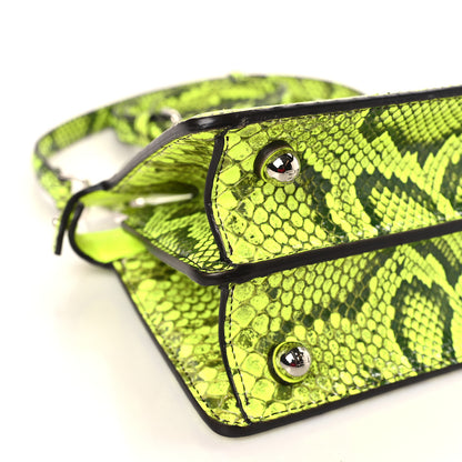 Fendi Snakeskin Shiny Nappa Petite Peekaboo I SEE U Satchel Yellow Fluo 7 of 8